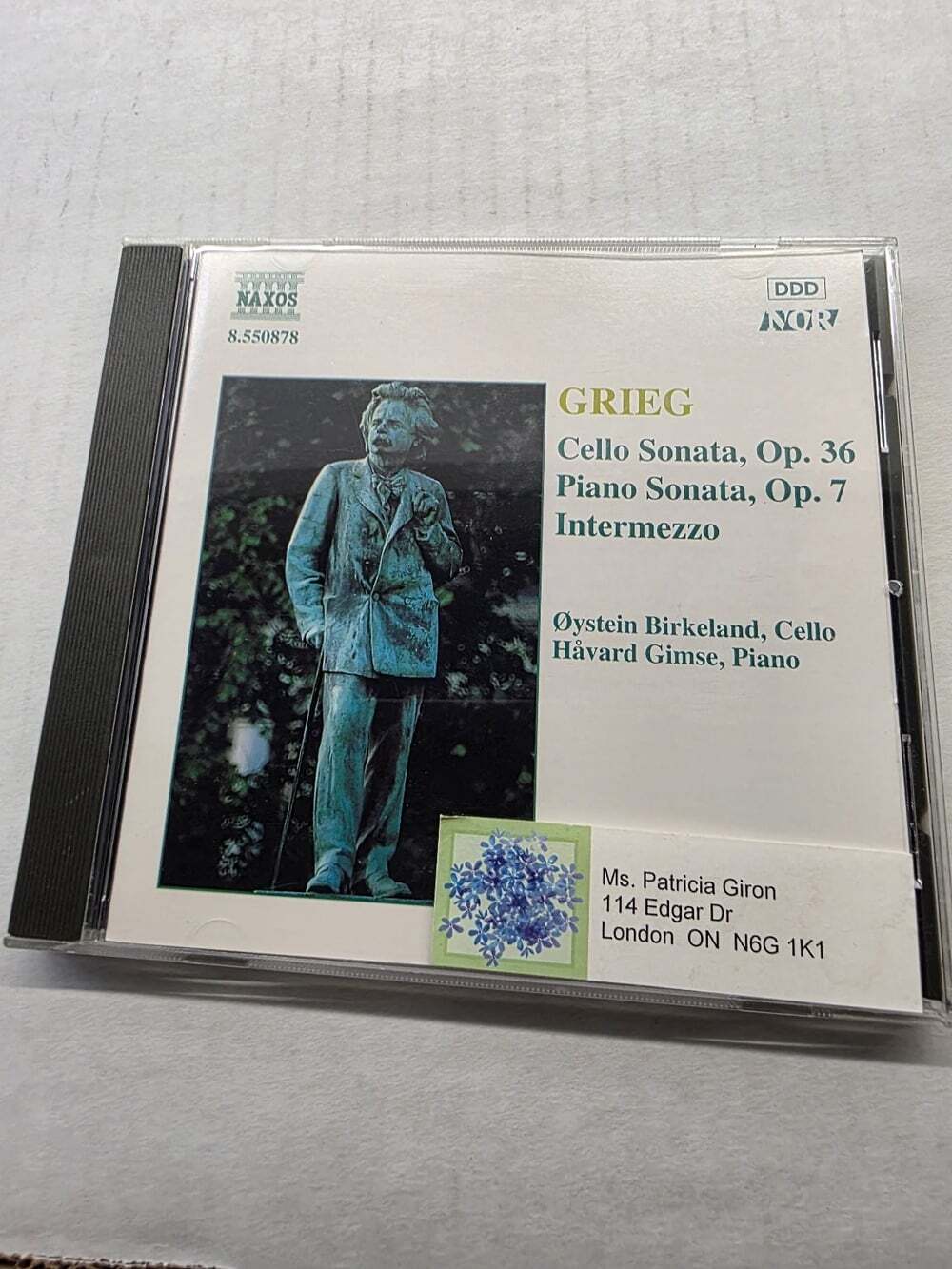 Grieg – Cello Sonata Op. 36 Piano Sonata Op. 7 CD 1994 Classical Naxos